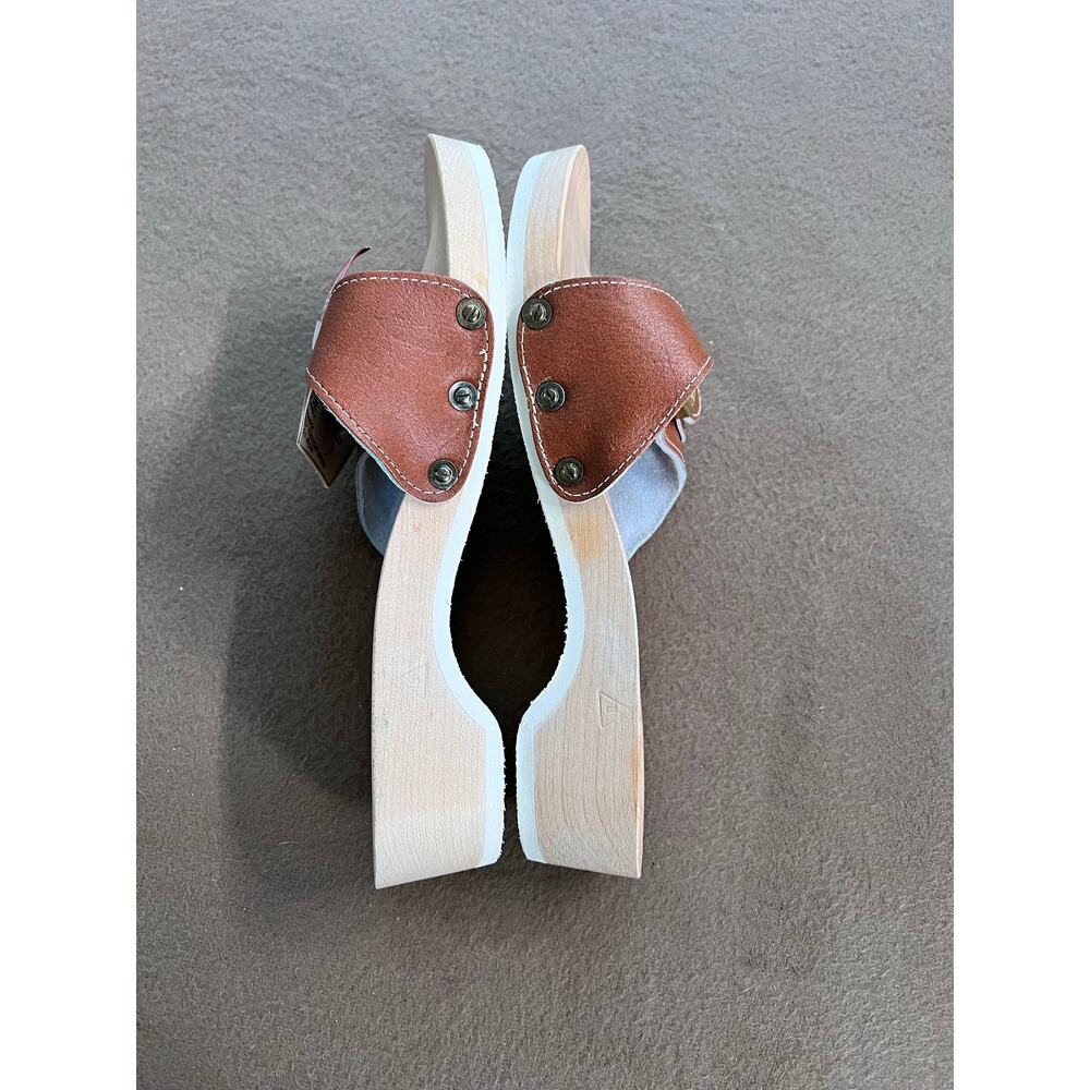 Dr. Scholl's "Old Stock" Vintage Brand New Wooden White Leather Sandals Size 8 - Picture 4 of 8